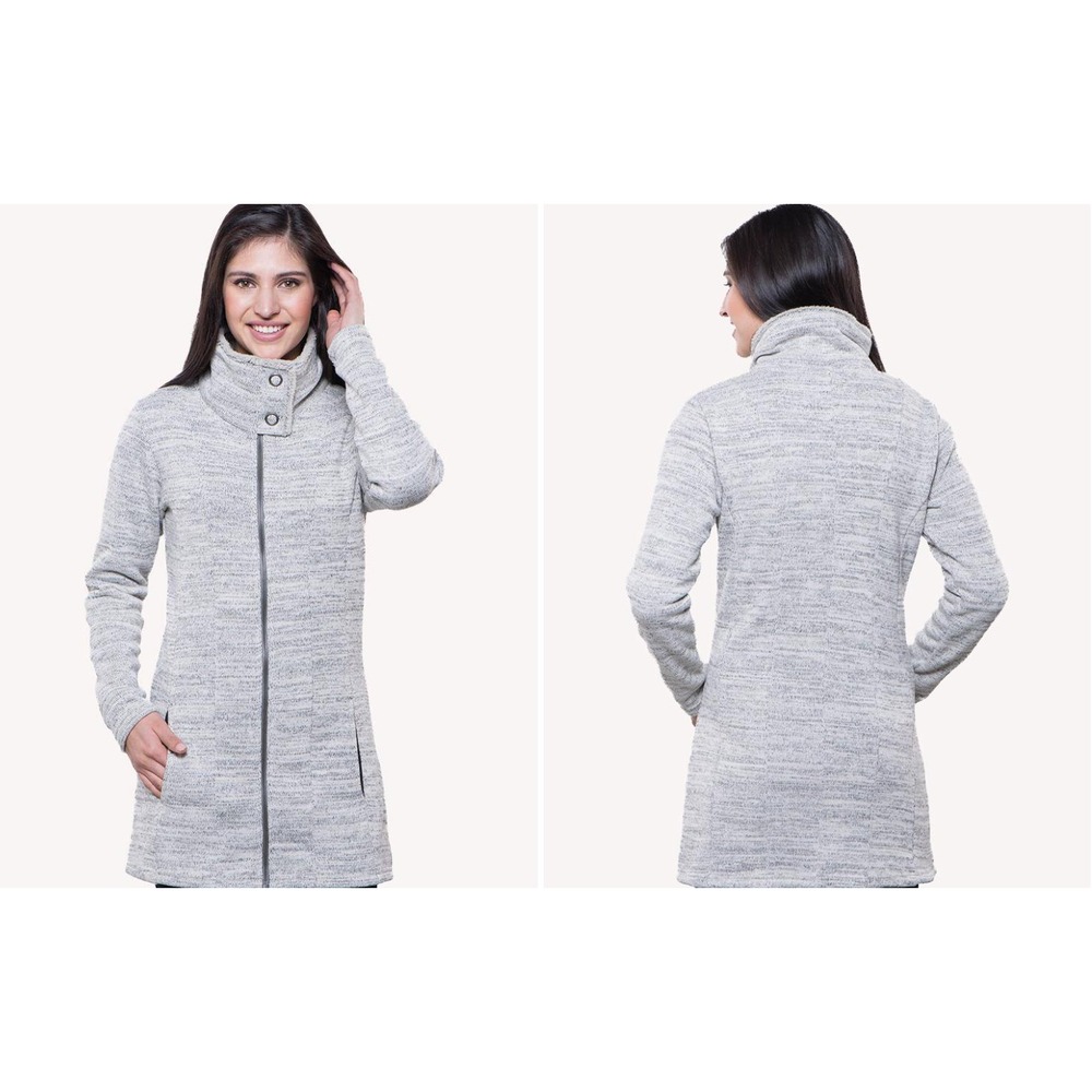 KUHL Alaska Long Sweater in Heather Grey Women Small Full Zip GorpCore Warm NWOT